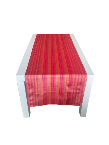 Multicolor striped table runner. 17” x 70”