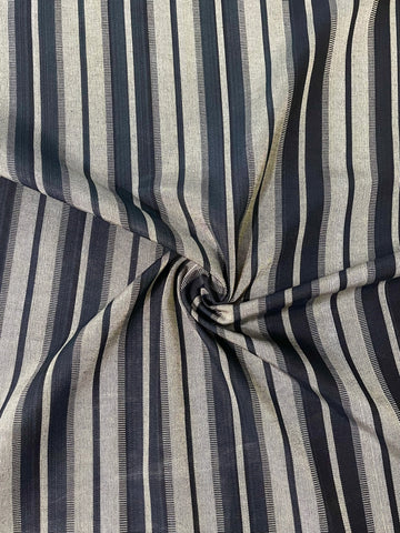 Black & Gray striped woven fabric. Sewing apparel, quilting, upholstery, home deco etc.