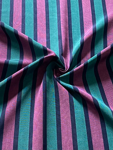 Striped multicolor woven kutnu fabric.