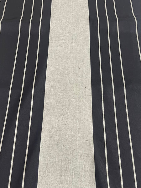 Black & Silver striped kutnu fabric by the yard. 19" wide.