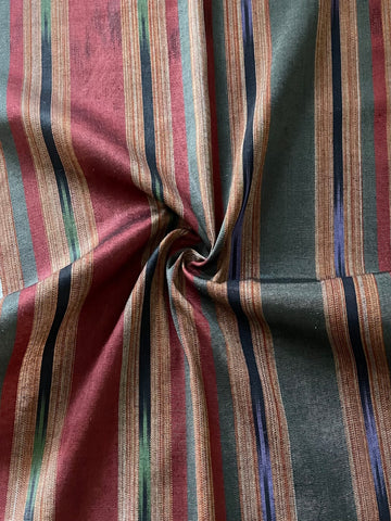 Shiny and colorful woven kutnu fabric by the yard. Silk and cotton 21" wide handmade fabric.