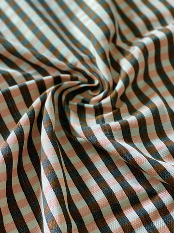 Turkish kutnu fabric by the yard. Orange-white-black plaid. 32”wide.