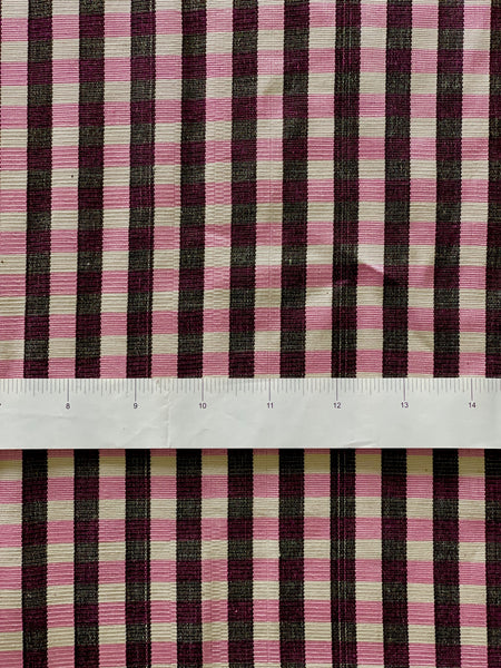 Pink-white-black plaid Woven fabric. 32” wide Turkish kutnu fabric by the yard.