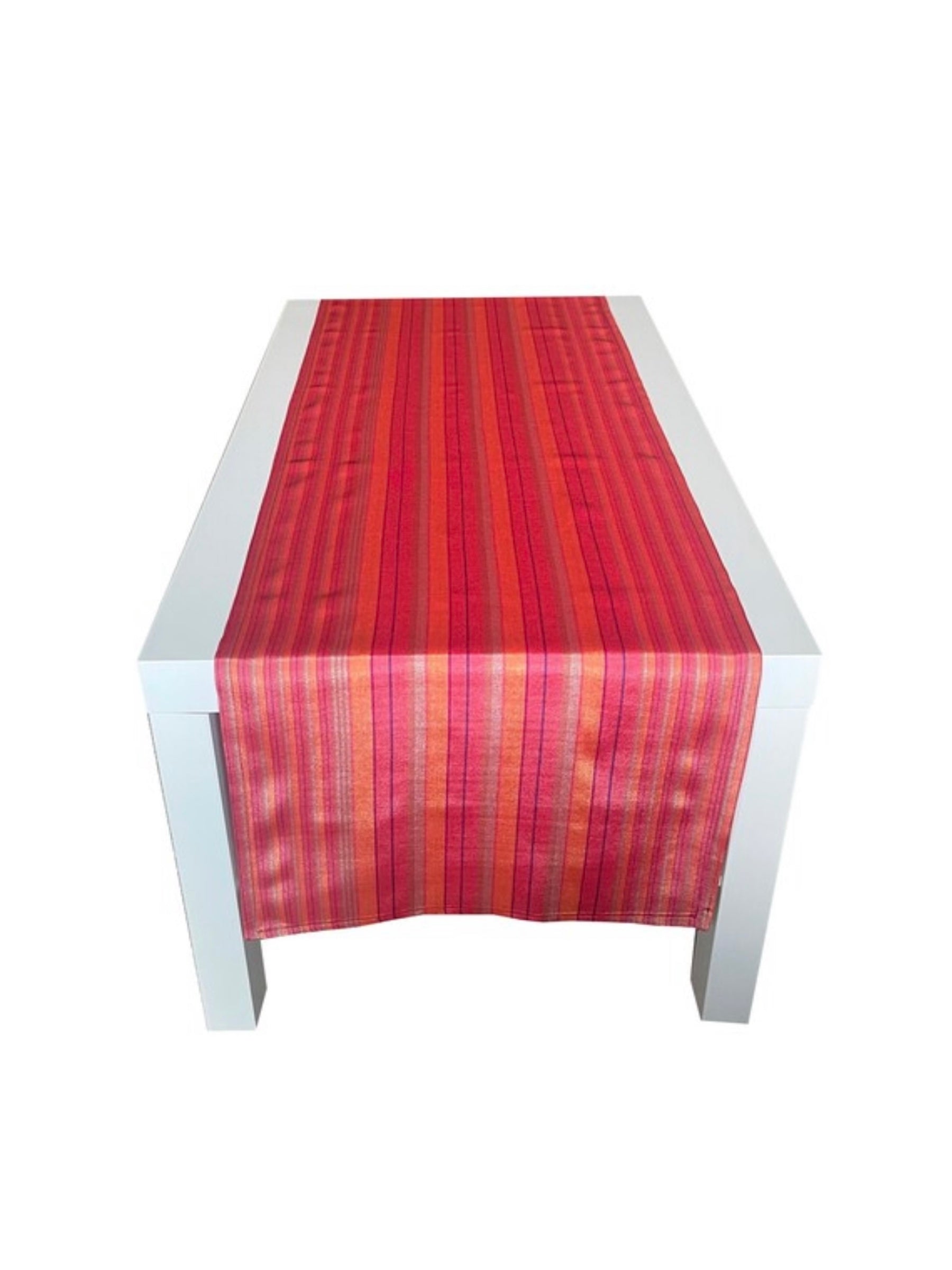 Multicolor striped table runner. 17” x 70”