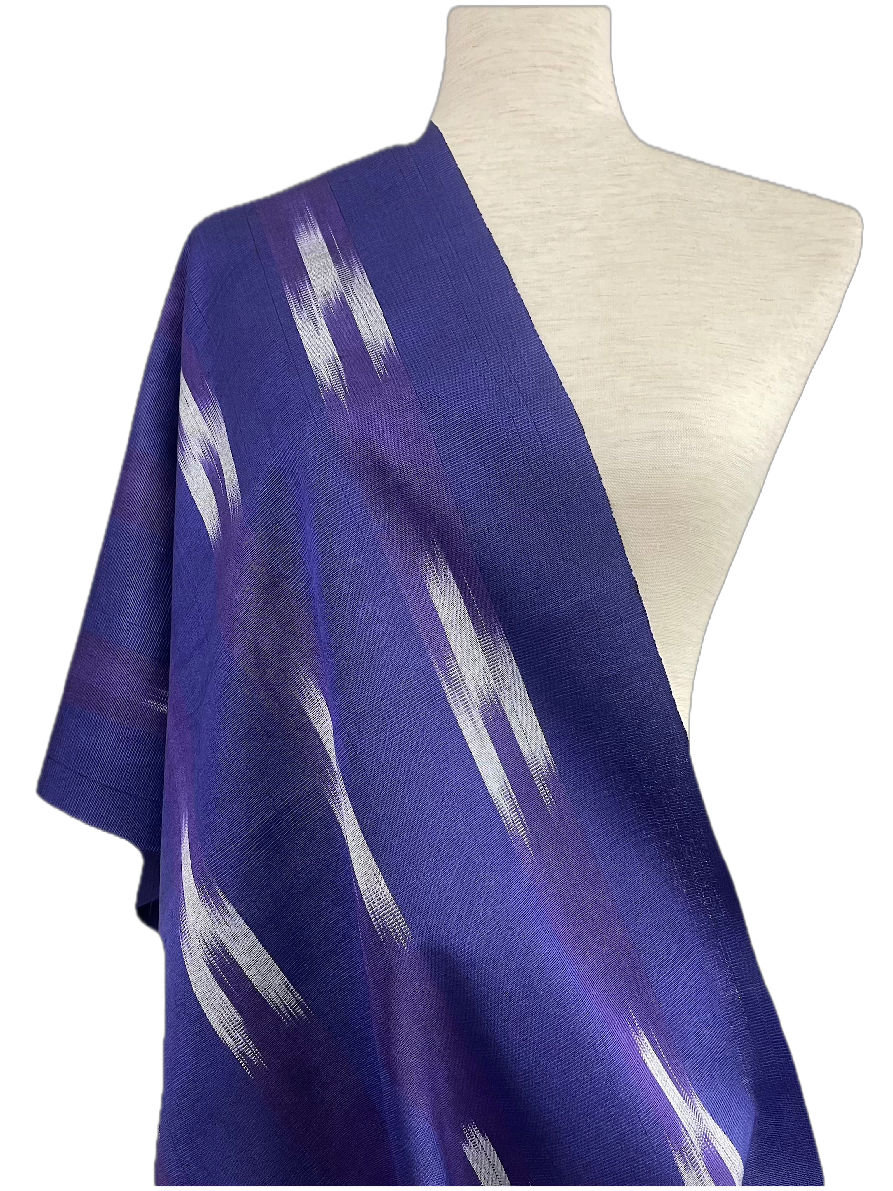 Tie-dye woven purple and white Kutnu fabric