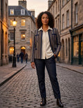Kutnu Crop Jacket with Navy Accents