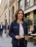 Navy Blue Kutnu Crop Jacket