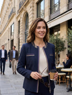 Navy Blue Kutnu Crop Jacket