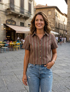 The Vetra Collection — Earthy Tones Striped Crop Shirt