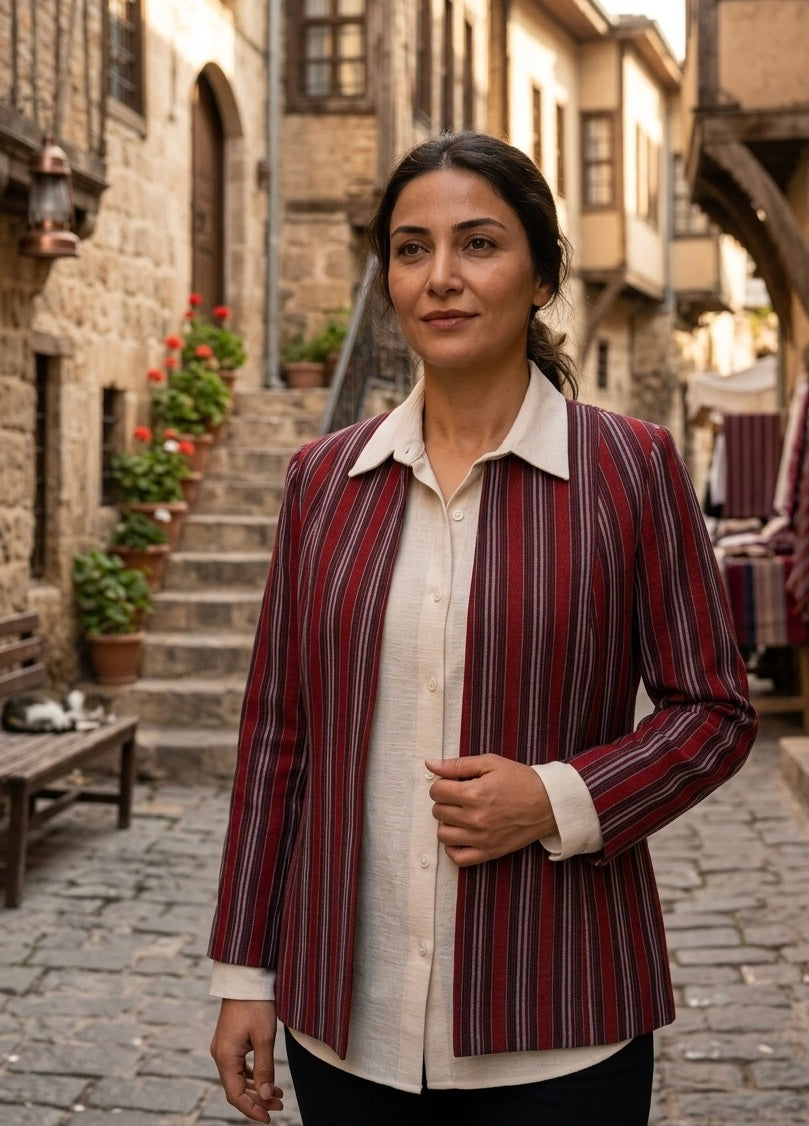 The Vianelle Collection — Multicolor red striped Jacket