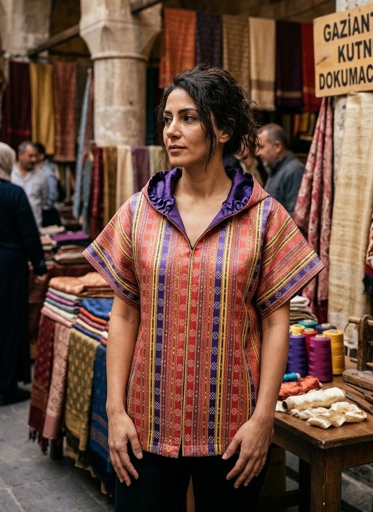 Mecidiye Sateen Kutnu Women's Hoodie. The Serava Collection.