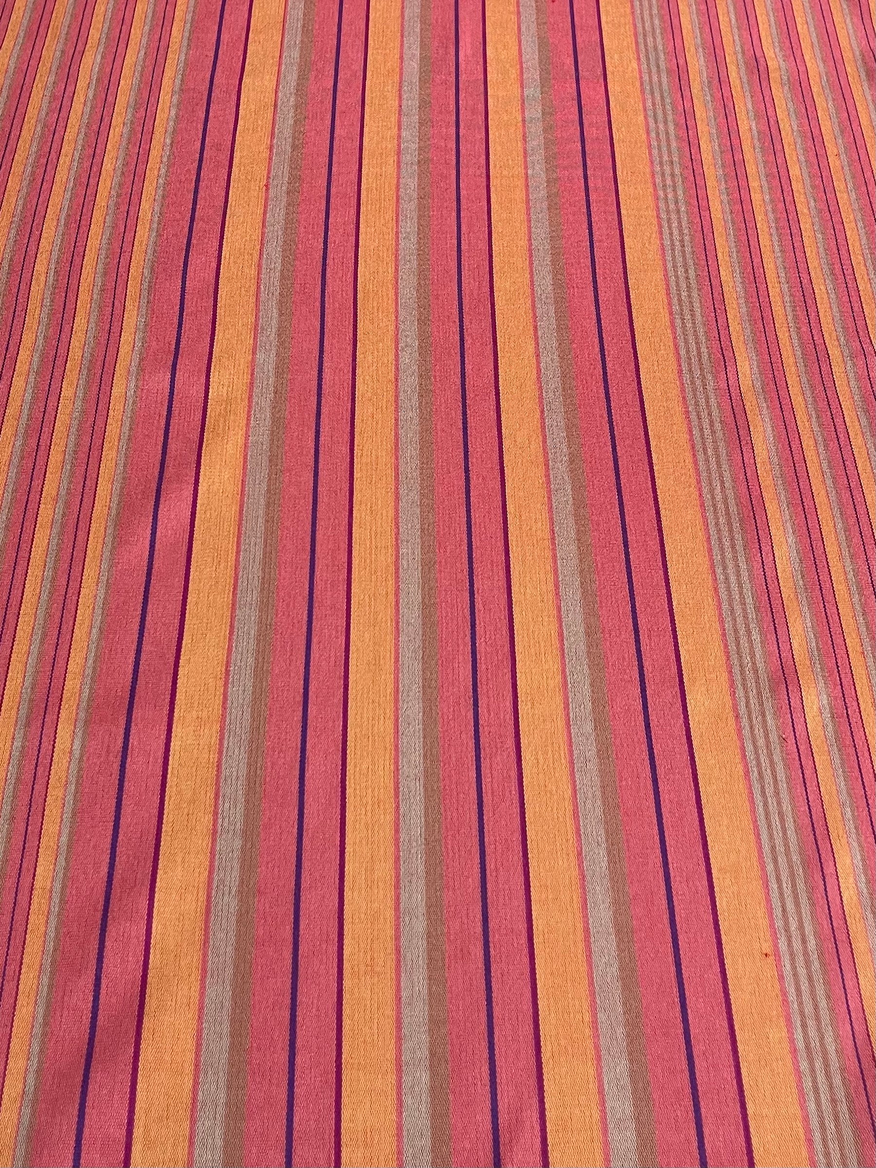 Multicolor striped table runner. 17” x 70”