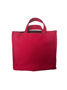 Stylish Red Cotton Canvas Tote Bag with Zipper Closure