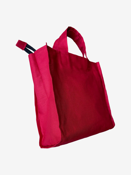 Stylish Red Cotton Canvas Tote Bag with Zipper Closure