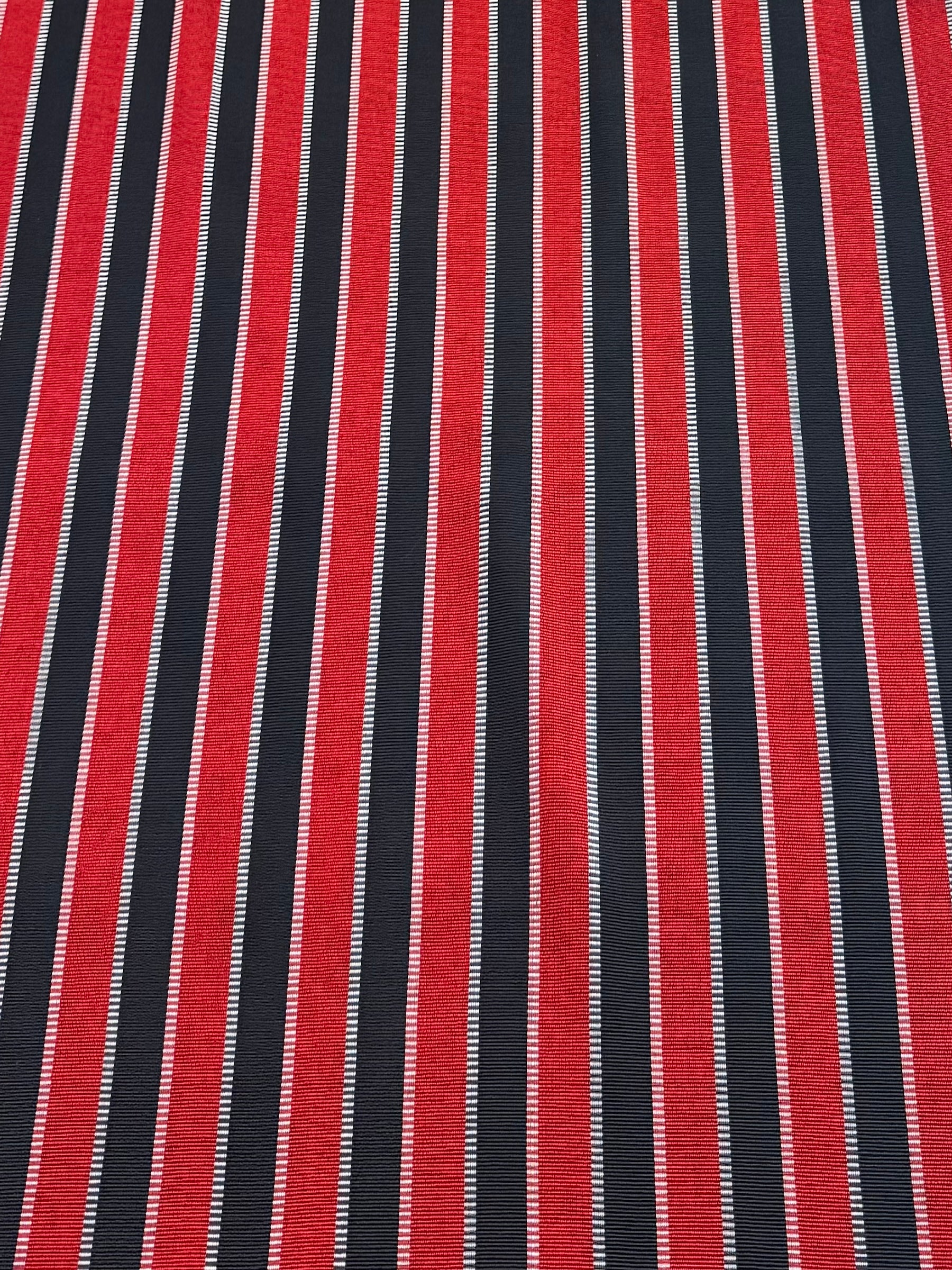 Kutnu Striped Fabric — Black & Red