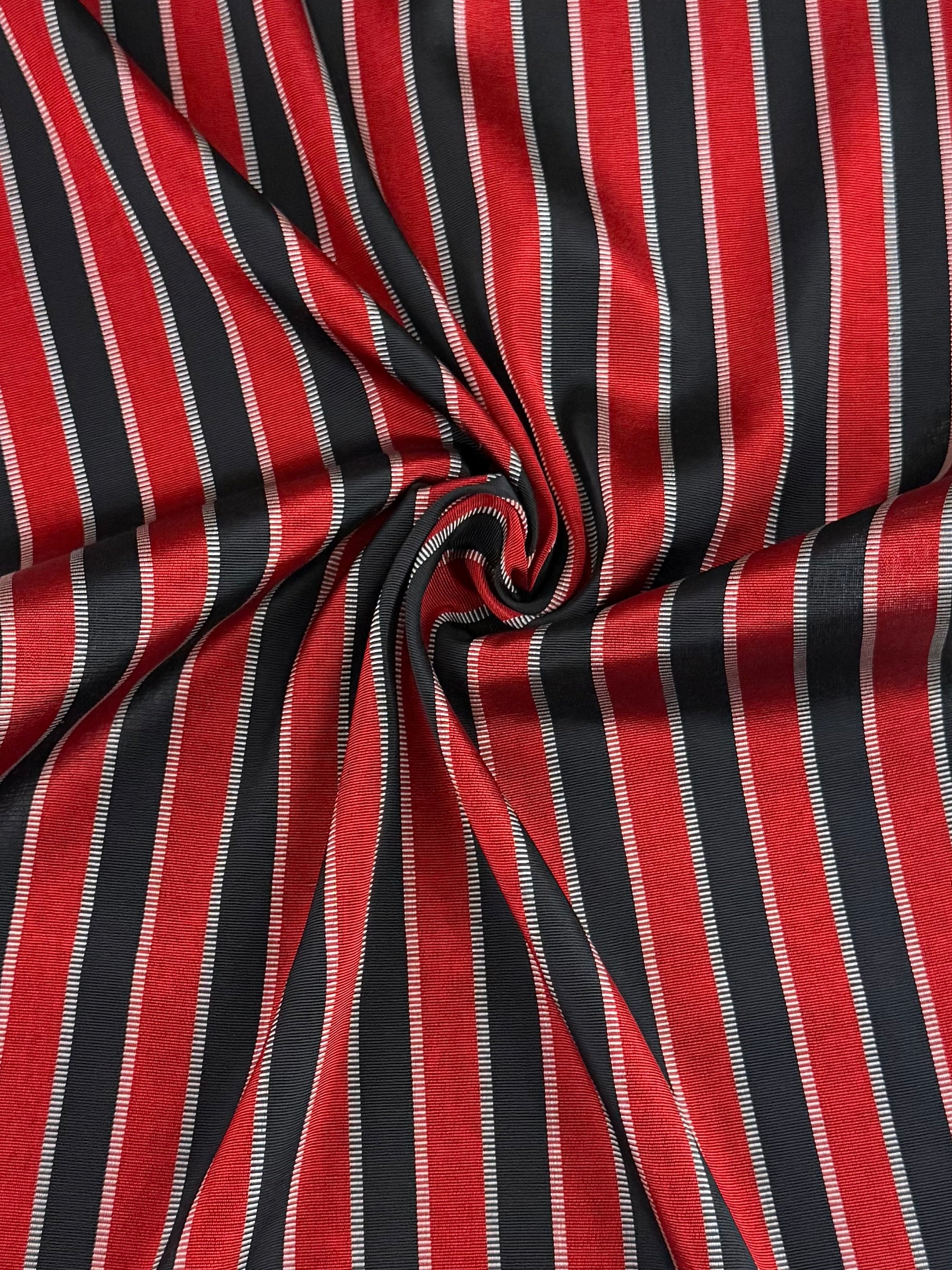 Kutnu Striped Fabric — Black & Red