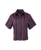 The Vetra Collection — Plum & Navy Striped Kutnu Crop Shirt