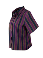 The Vetra Collection — Plum & Navy Striped Kutnu Crop Shirt