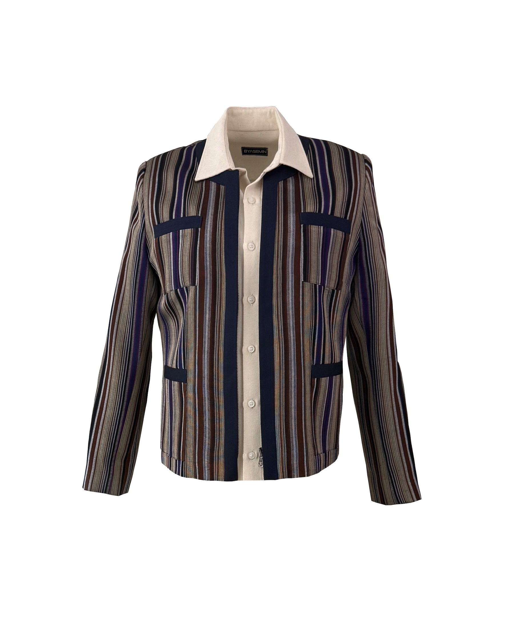 Kutnu Crop Jacket with Navy Accents