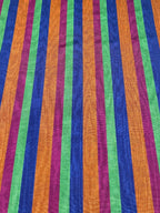 Kutnu Striped Fabric — Burgundy, Green, Royal Blue & Orange