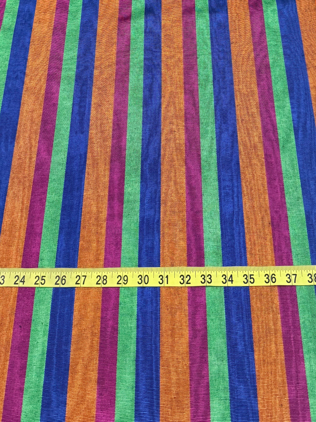 Kutnu Striped Fabric — Burgundy, Green, Royal Blue & Orange