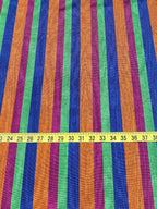 Kutnu Striped Fabric — Burgundy, Green, Royal Blue & Orange