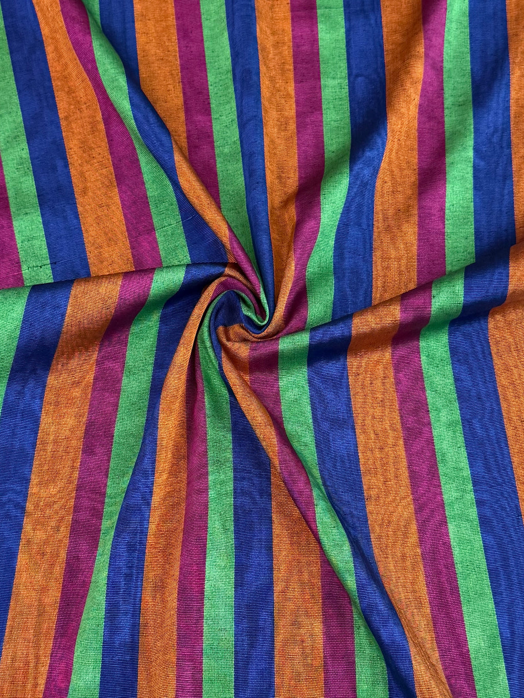Kutnu Striped Fabric — Burgundy, Green, Royal Blue & Orange