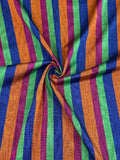 Kutnu Striped Fabric — Burgundy, Green, Royal Blue & Orange