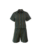 Forest Green Multi-Stripe Handwoven Kutnu Shorts