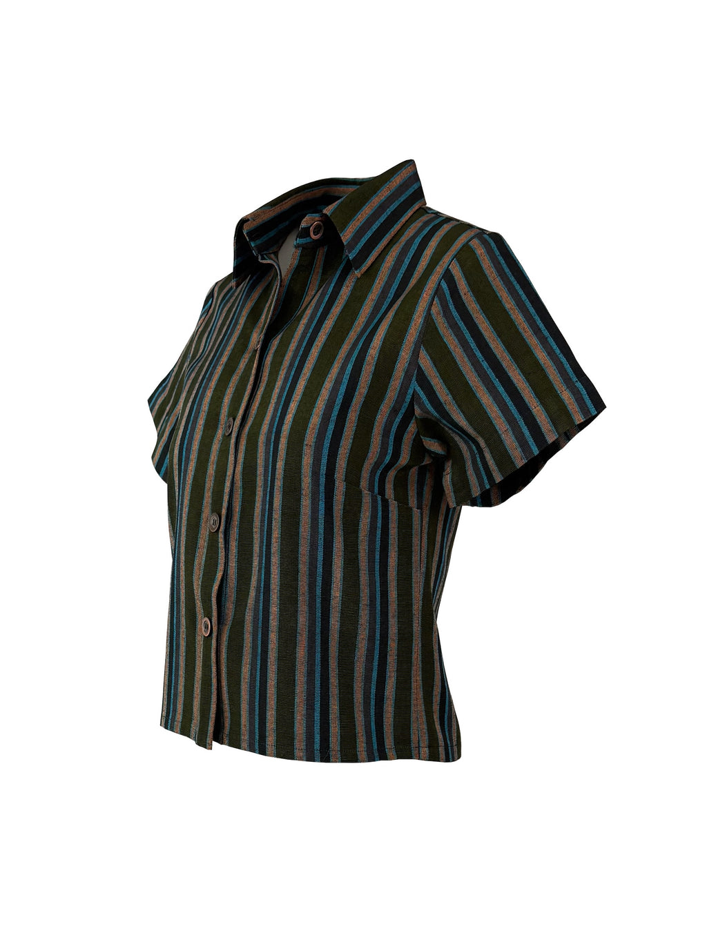 The Vetra Collection —Forest Green Striped Kutnu Crop Shirt