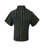 The Vetra Collection —Forest Green Striped Kutnu Crop Shirt