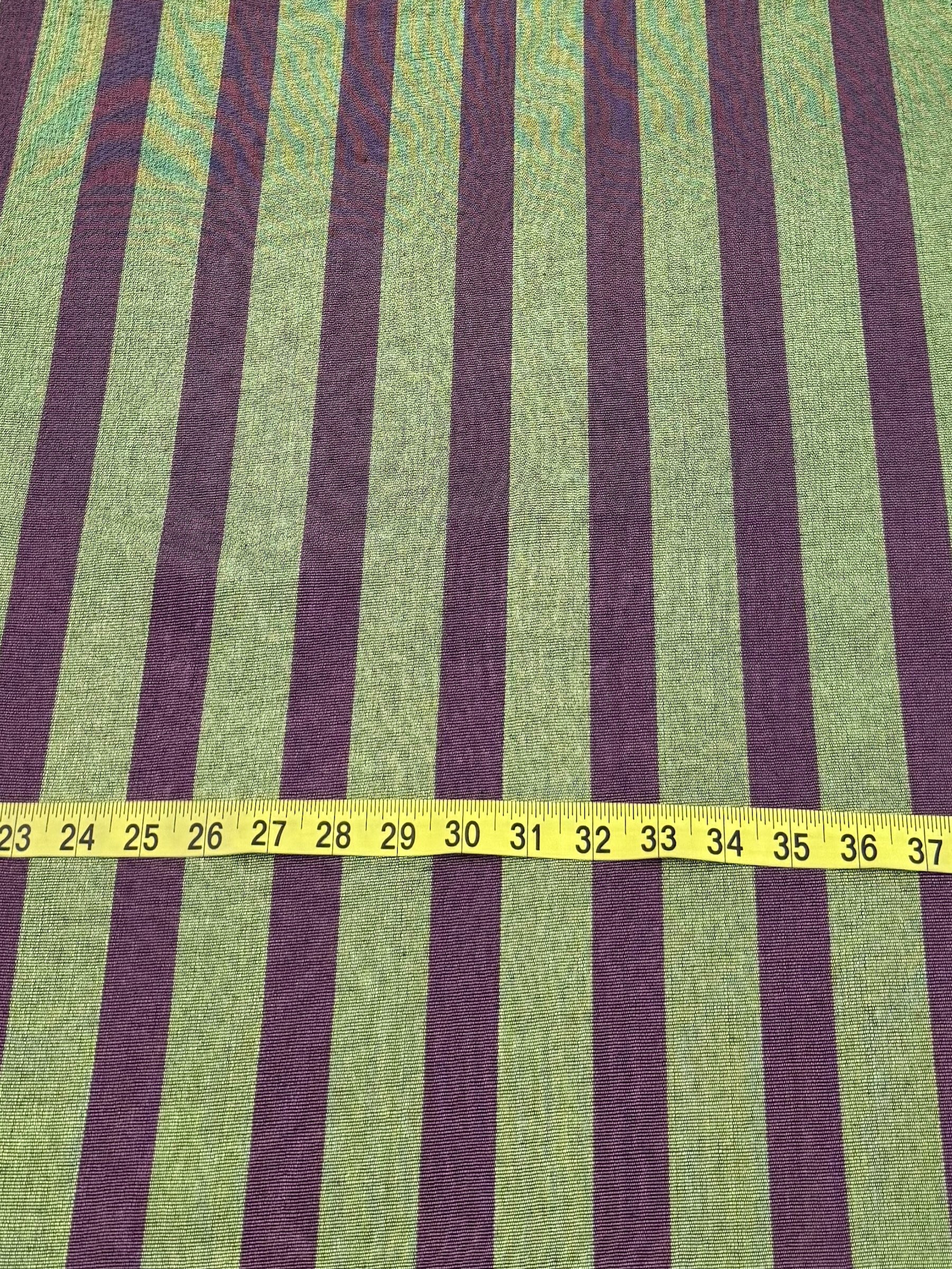 Kutnu Fabric — Green & Violet Striped