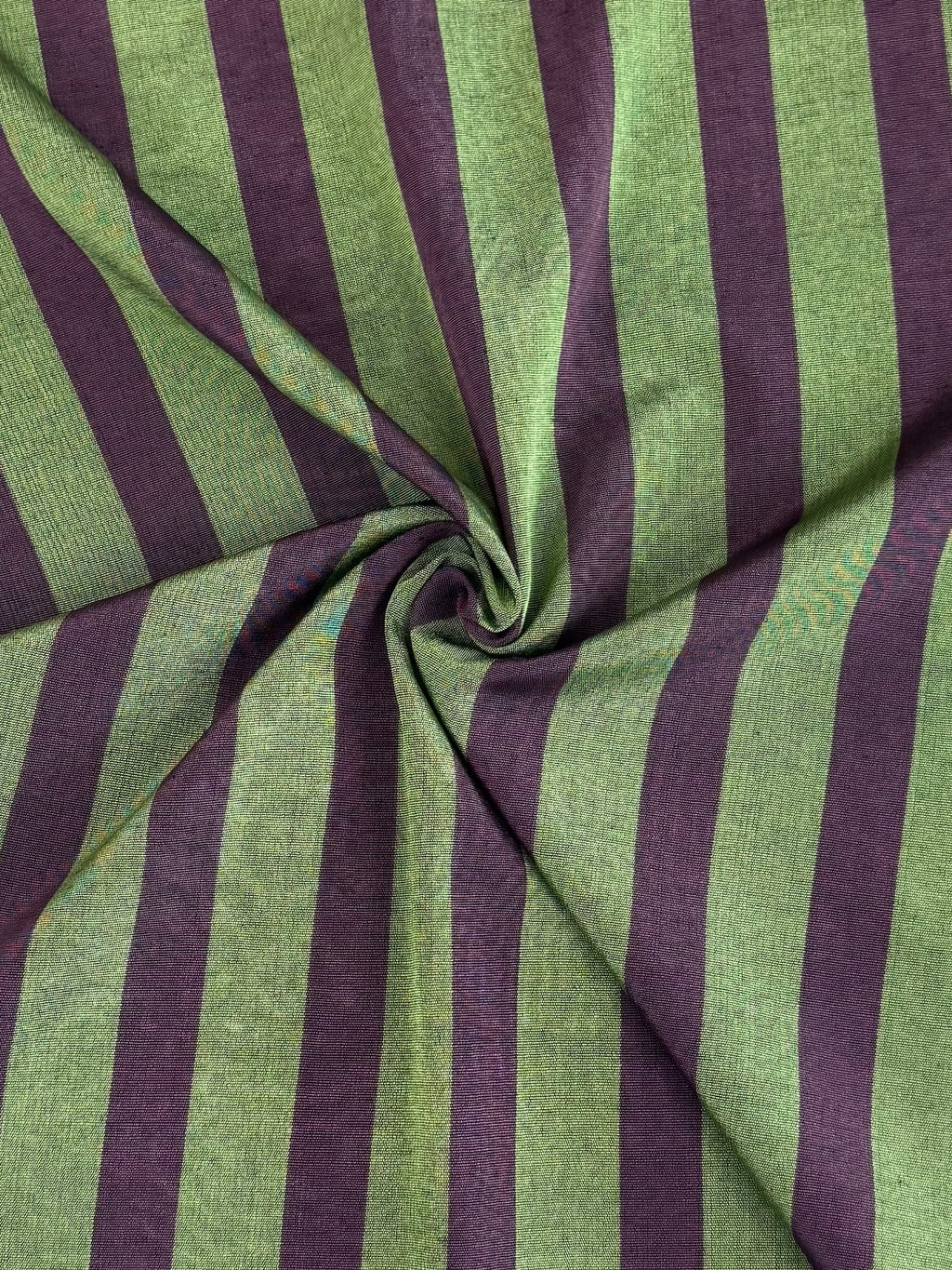 Kutnu Fabric — Green & Violet Striped