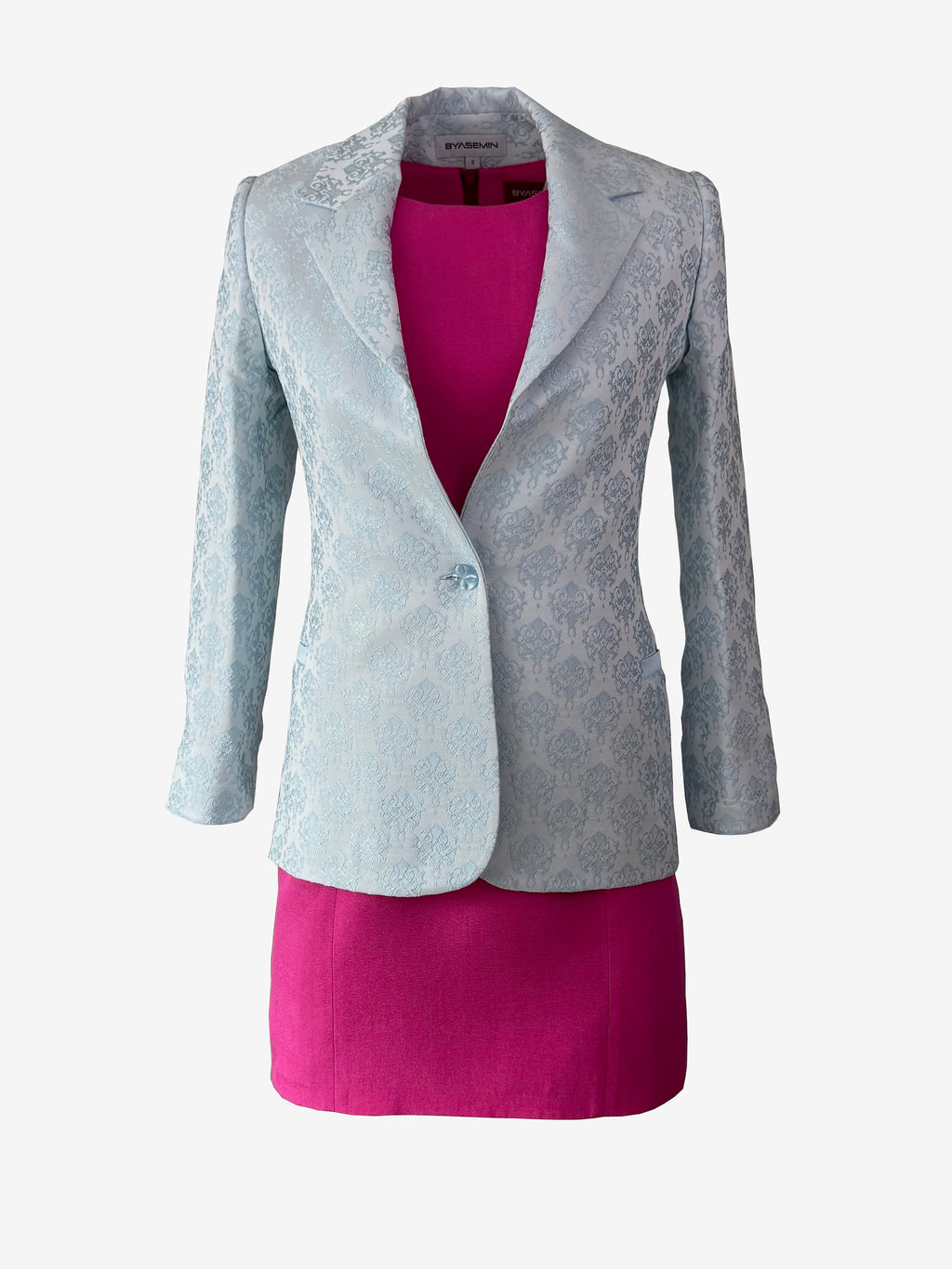 Ice Blue Floral Brocade Jacket