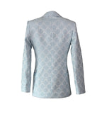 Ice Blue Floral Brocade Jacket