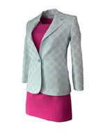 Ice Blue Floral Brocade Jacket