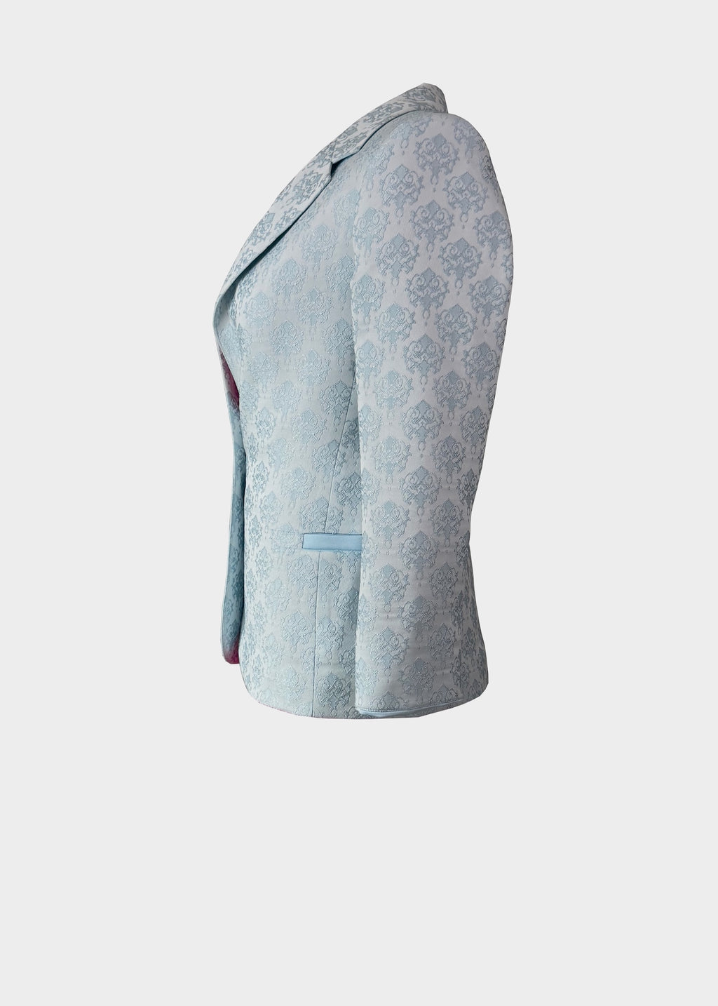 Ice Blue Floral Brocade Jacket
