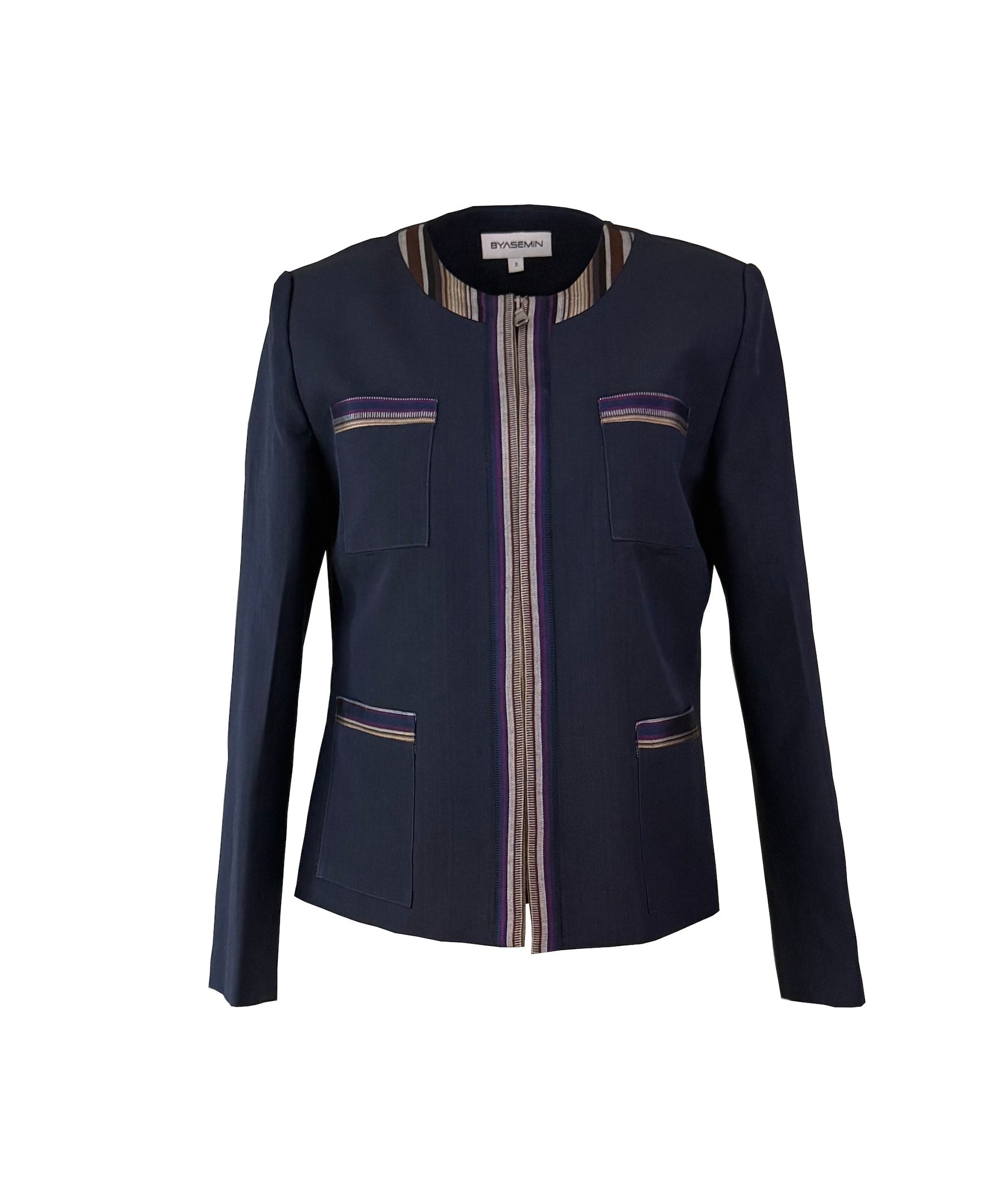 Navy Blue Kutnu Crop Jacket