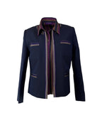 Navy Blue Kutnu Crop Jacket