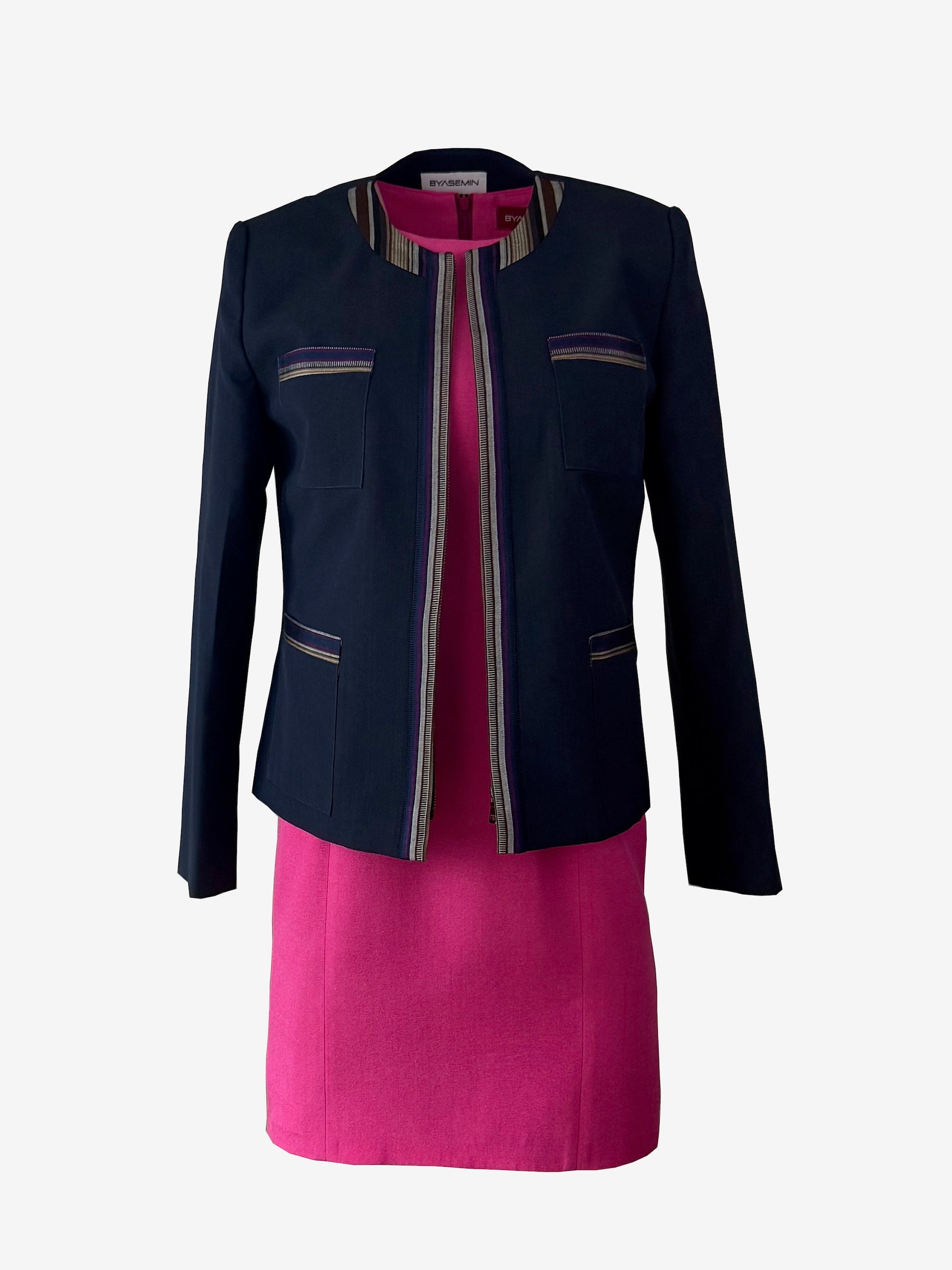Navy Blue Kutnu Crop Jacket