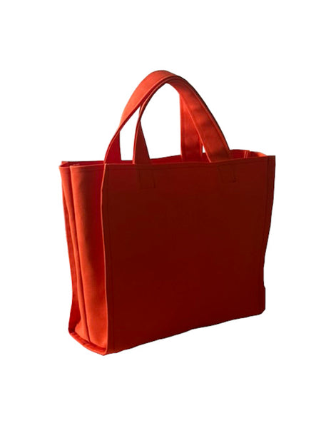 Vibrant Orange Cotton Twill Tote Bag with Teal Lining