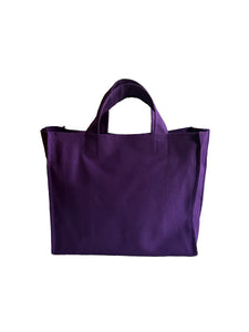 Purple Cotton Twill Tote Bag with Navy Blue Lining