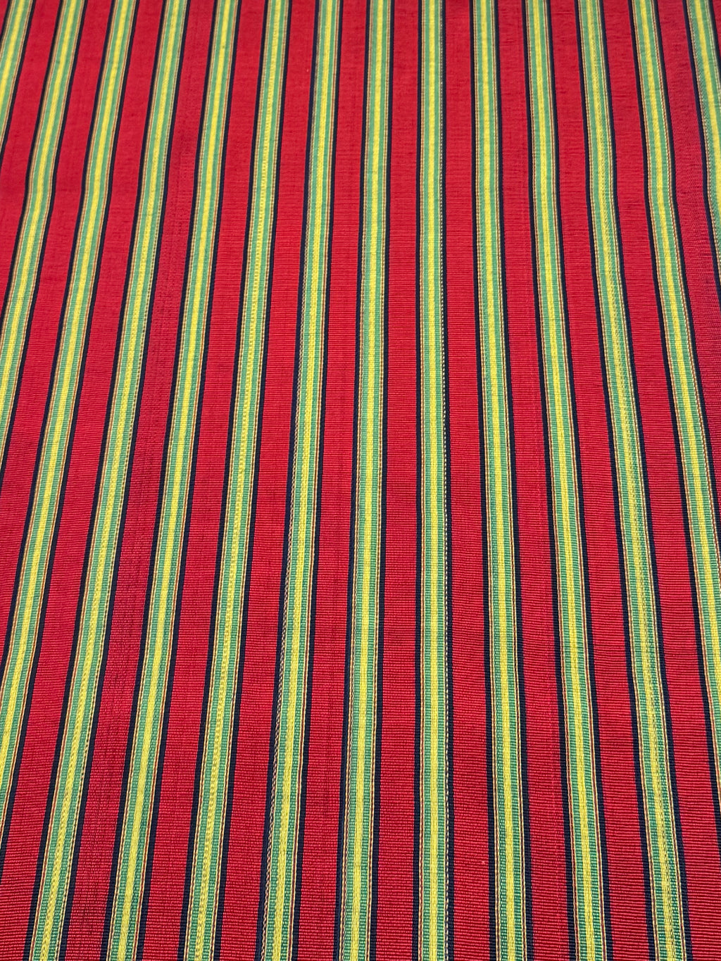 Kutnu Striped Fabric — Red with Fine Black, Green & Yellow