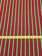 Kutnu Striped Fabric — Red with Fine Black, Green & Yellow