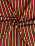 Kutnu Striped Fabric — Red with Fine Black, Green & Yellow