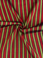 Kutnu Striped Fabric — Red with Fine Black, Green & Yellow