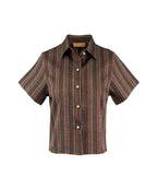 The Vetra Collection — Earthy Tones Striped Crop Shirt