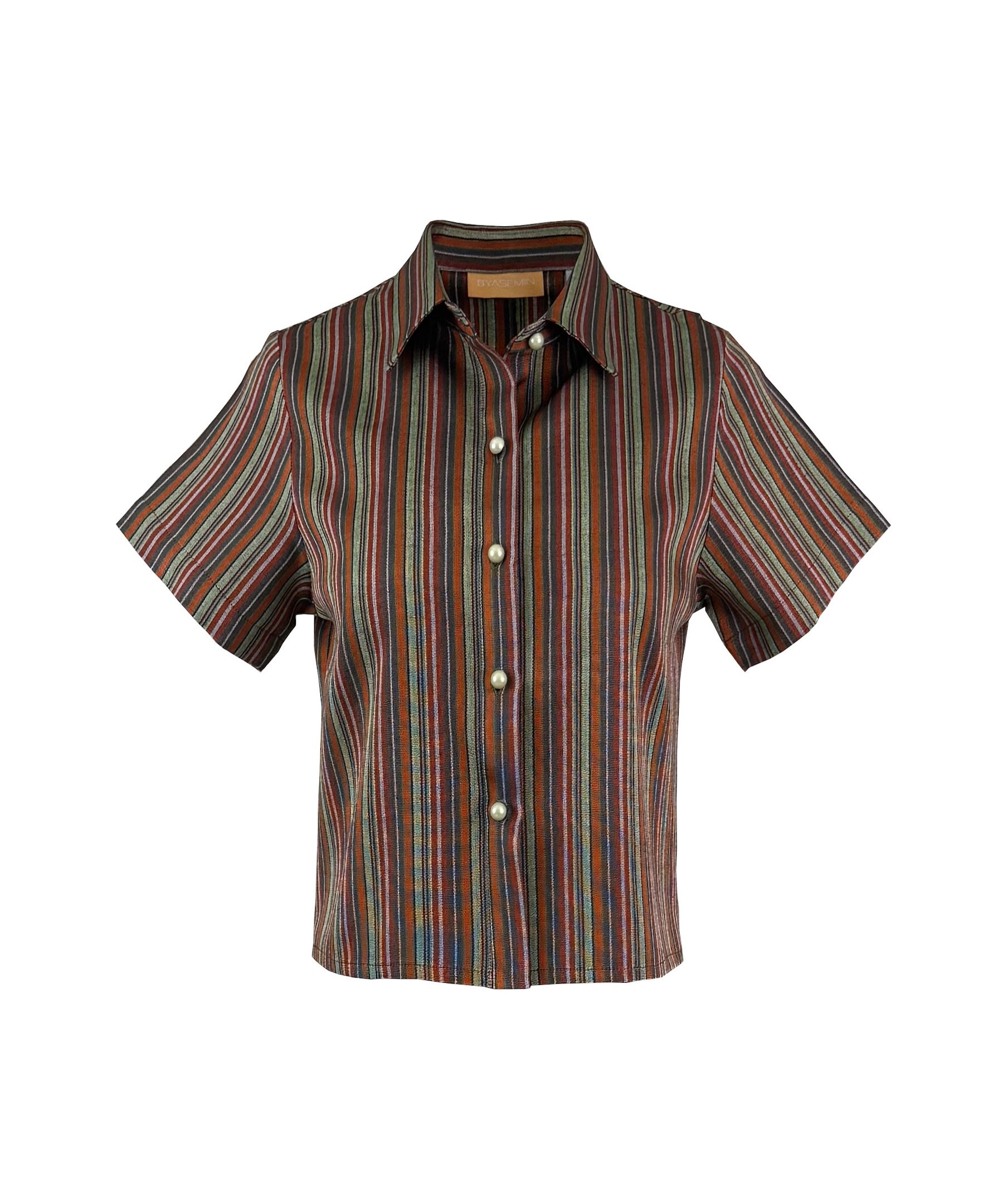 The Vetra Collection — Earthy Tones Striped Crop Shirt