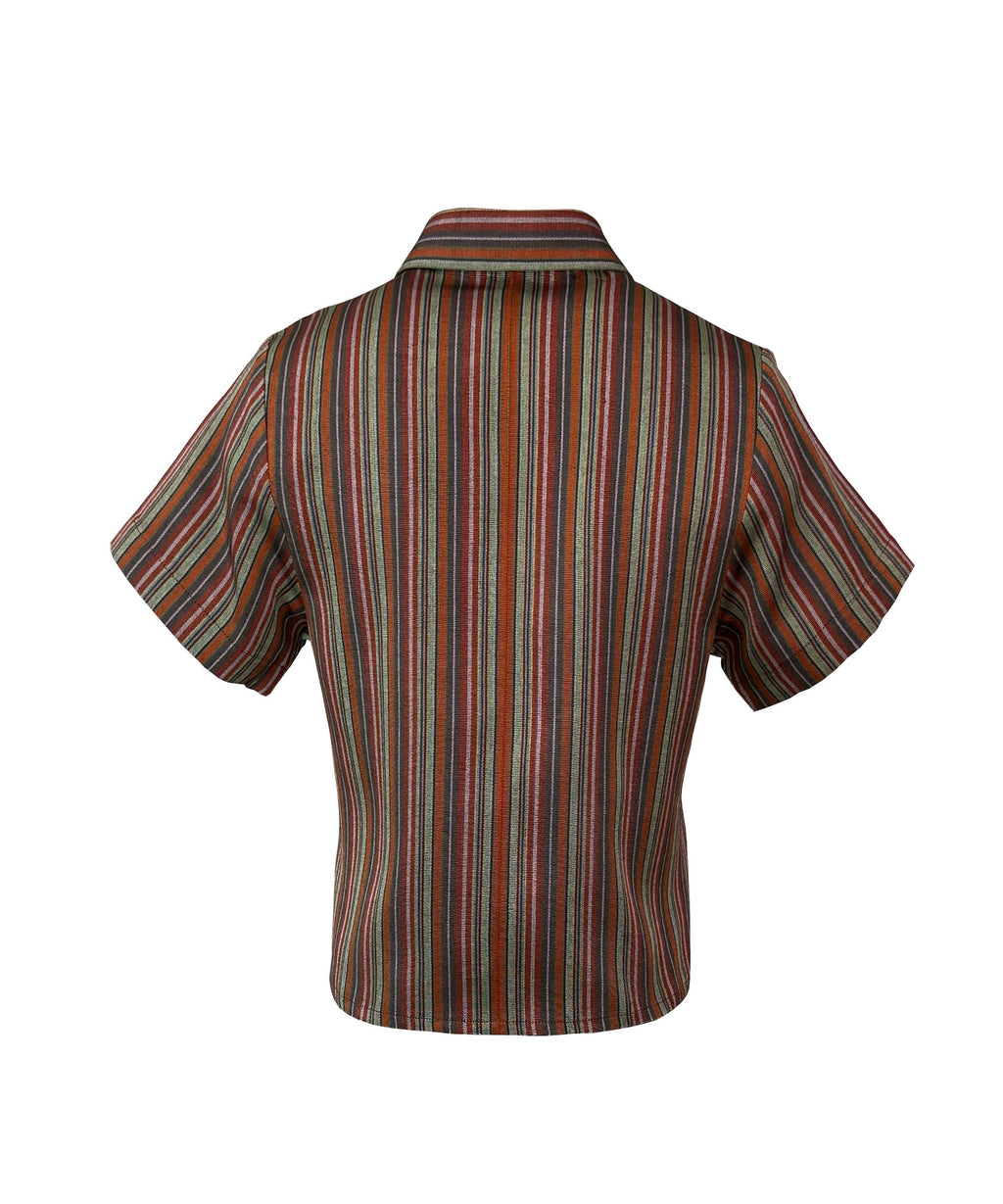 The Vetra Collection — Earthy Tones Striped Crop Shirt