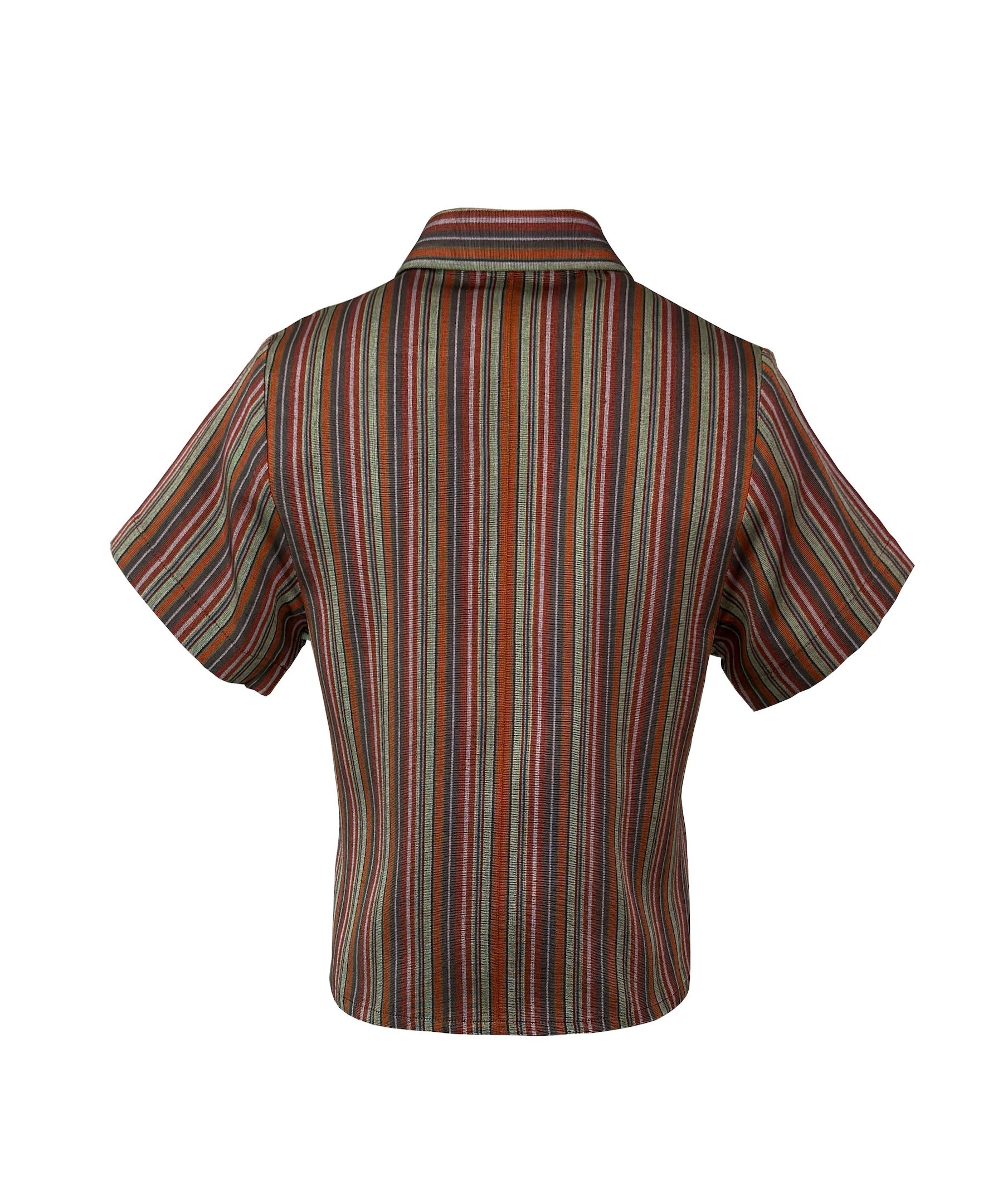 The Vetra Collection — Earthy Tones Striped Crop Shirt